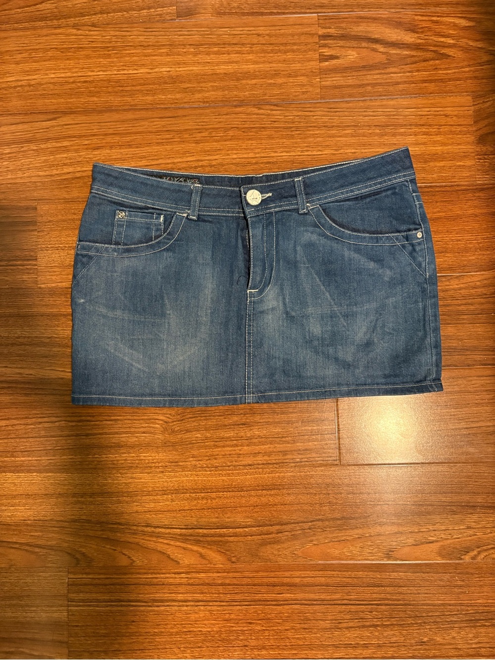 Denim Mini Skirt in Blue  Y2K